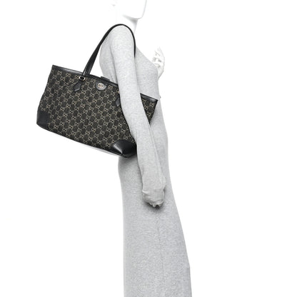 Gucci Jacquard Black Denim GG Monogram Medium Ophidia Shopping Tote Black Ivory 2 of 10