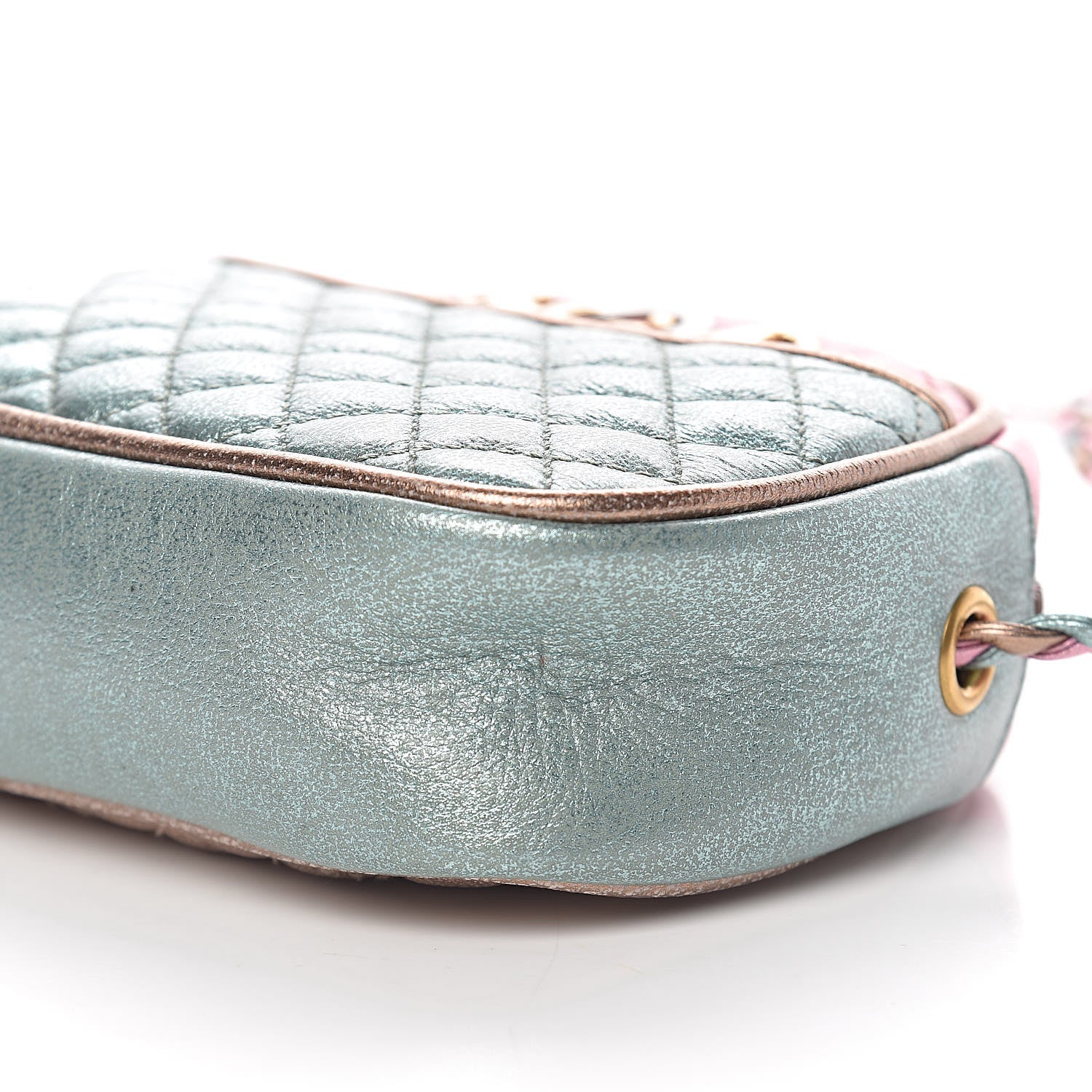 Gucci Laminated Nappa Trapuntata Mini Zumi Dome Shoulder Bag Rosa Lago Rame 9 of 10