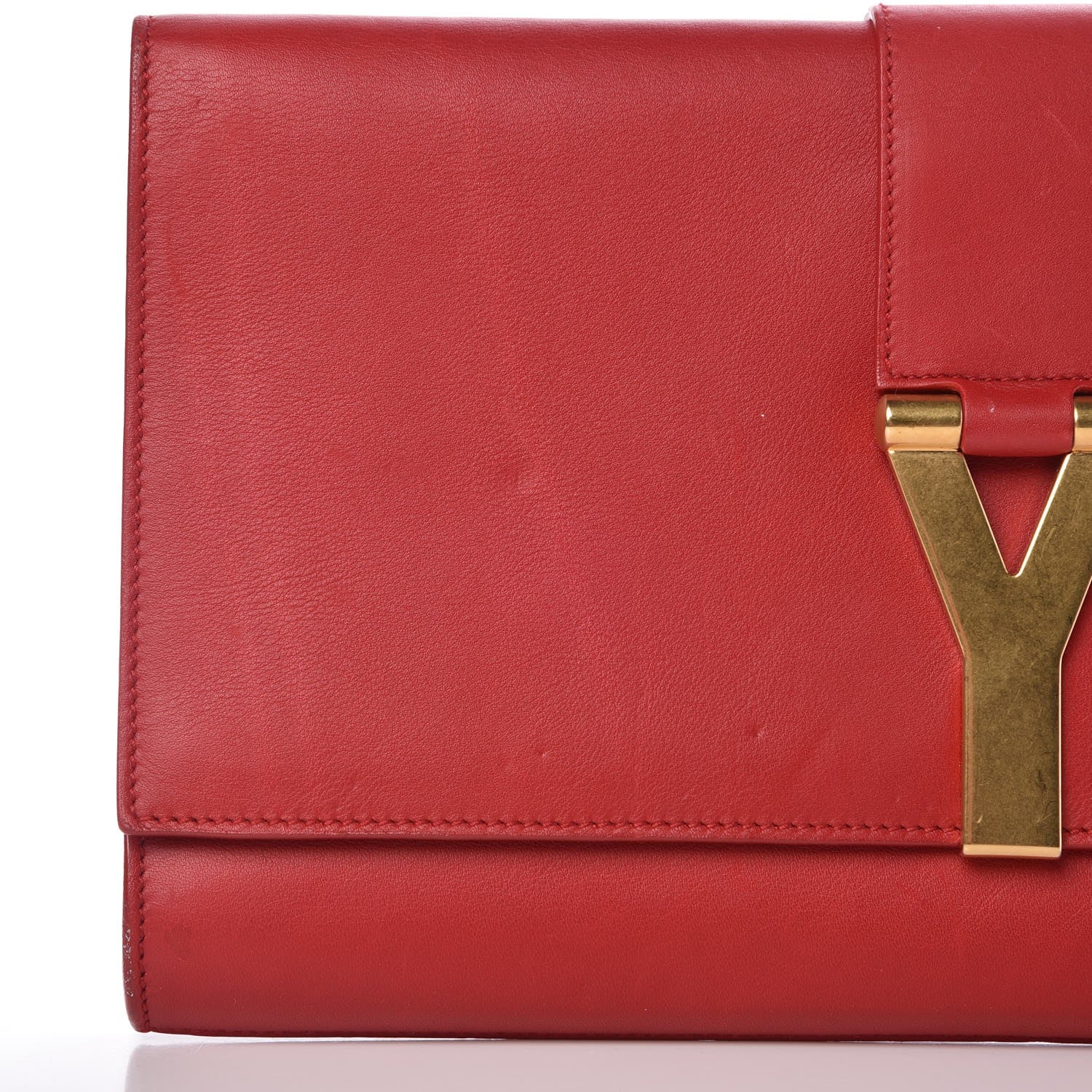 Saint Laurent Calfskin Classic Y Ligne Clutch Red 17 of 18