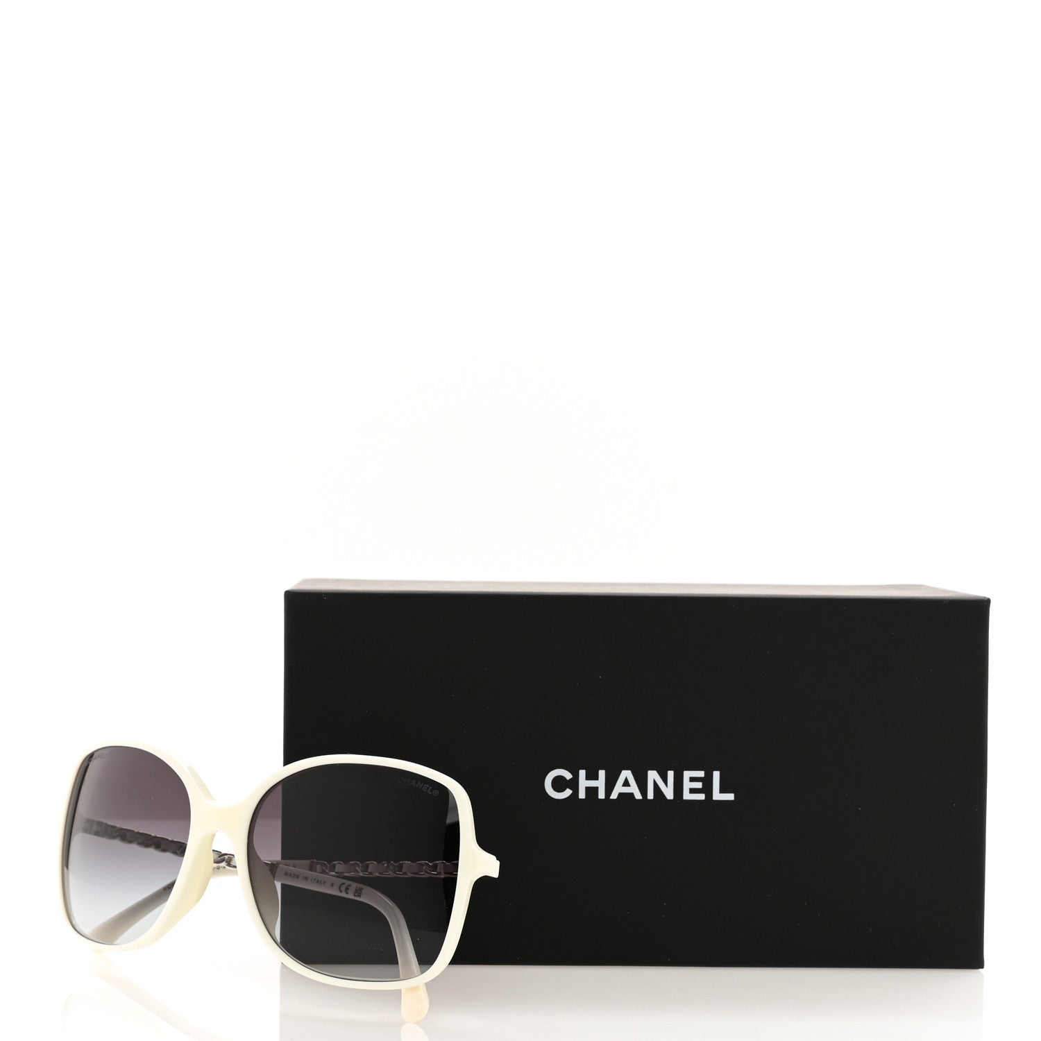 Chanel Acetate Metal Lambskin Square Chain Sunglasses 5210-Q-A White 7 of 7