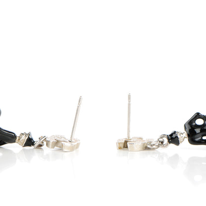 Chanel Enamel Pearl Coco Over The Moon Drop Earrings Black Silver 3 of 6