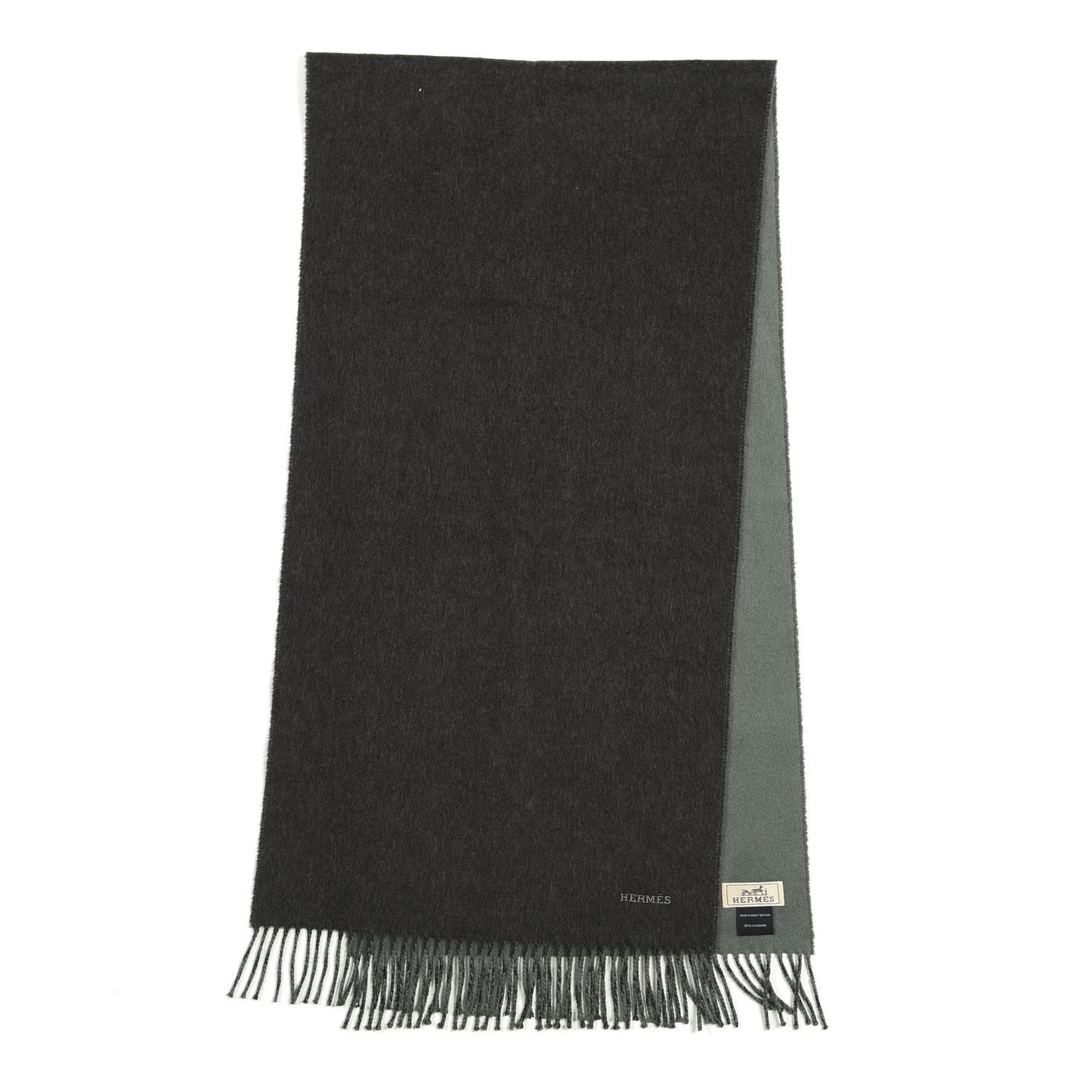 Cashmere Recto Verso Muffler Anthracite Sauge
