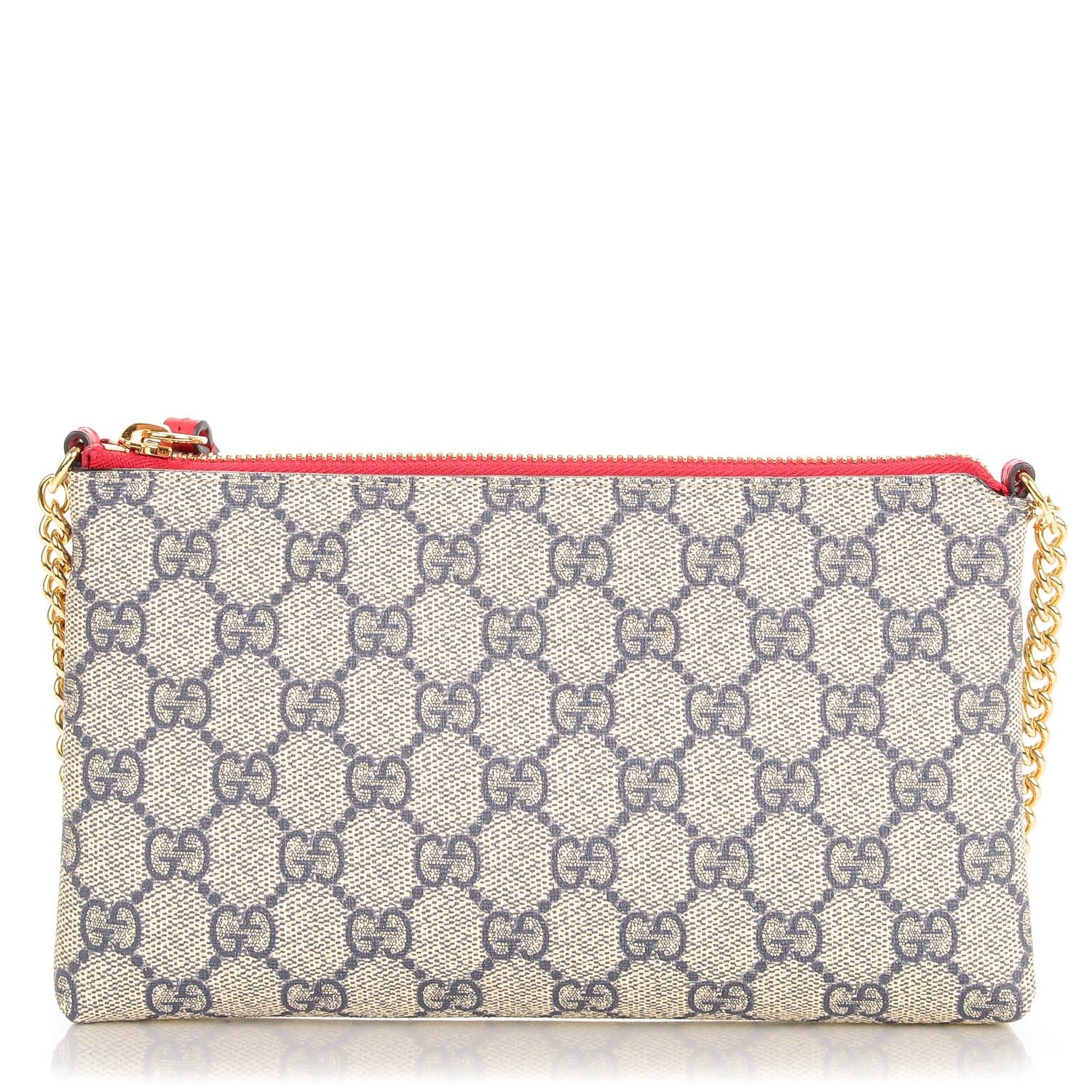 Gucci GG Supreme Monogram Wrist Wallet Beige Hibiscus Red 1 of 7
