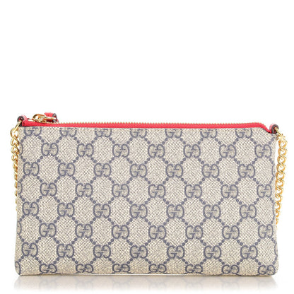 Gucci GG Supreme Monogram Wrist Wallet Beige Hibiscus Red 1 of 7