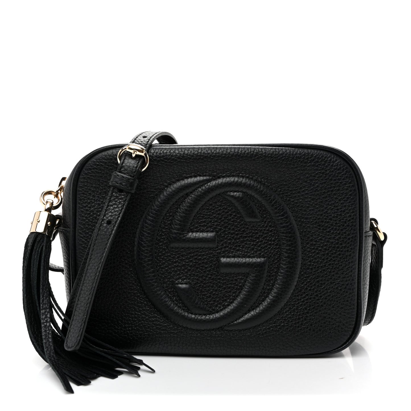 Pebbled Calfskin Small Soho Disco Bag Black