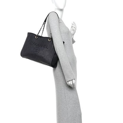 Chanel Mixed Fibers Calfskin Small Deauville Tote Black 2 of 10