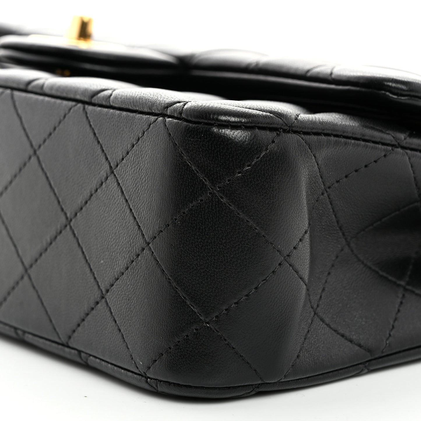 Lambskin Quilted Medium Double Flap Black