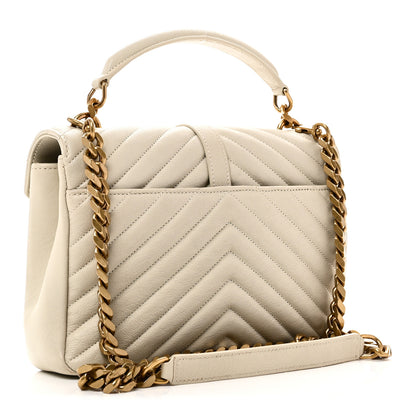 Saint Laurent Sheepskin Matelasse Chevron Monogram Medium College Bag Crema Soft 3 of 11