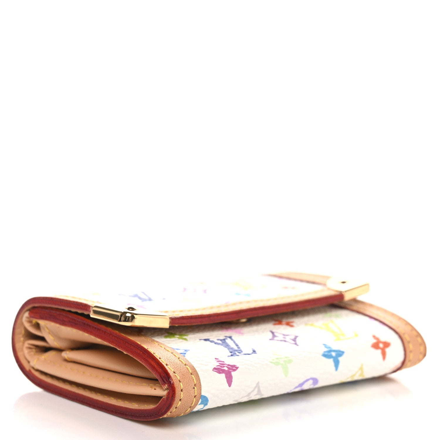 Louis Vuitton Monogram Multicolor Porte-Monnaie Plat Coin Purse White 4 of 8
