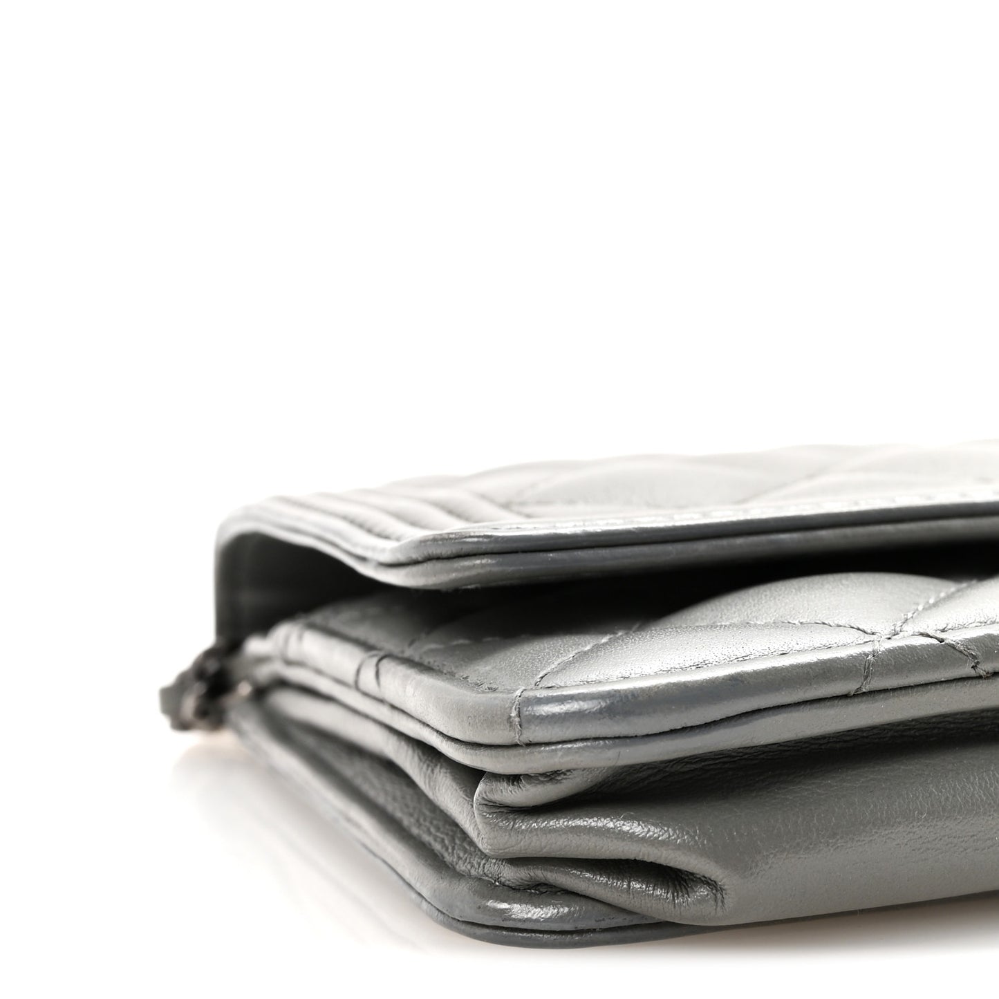 Lambskin Quilted Boy Wallet On Chain WOC Grey