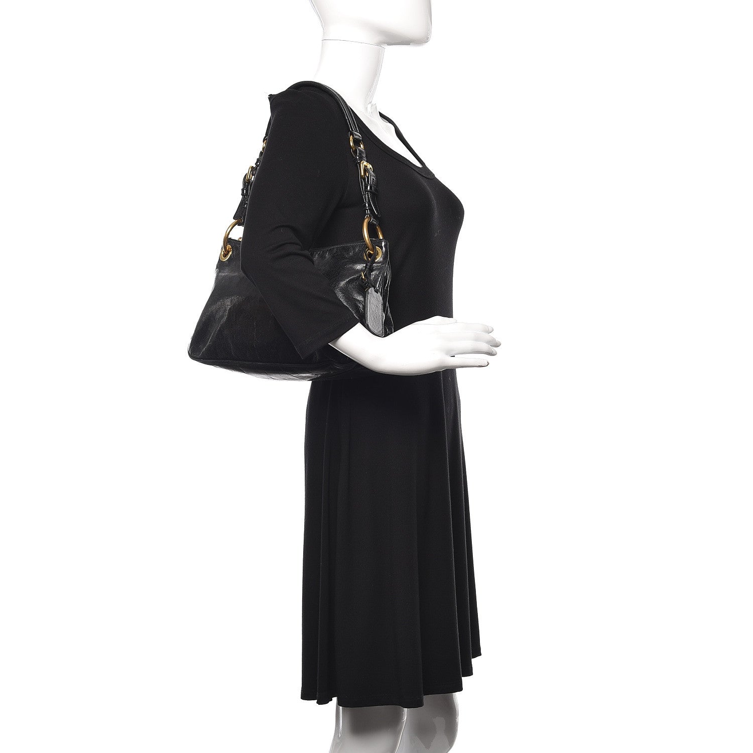 Prada Vitello Shine Shoulder Bag Black 2 of 10