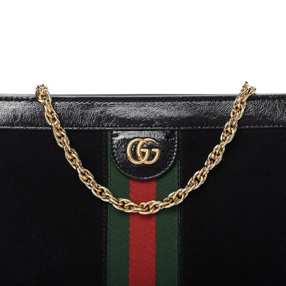 Gucci Suede Patent GG Web Small Ophidia Chain Shoulder Bag Black 10 of 10