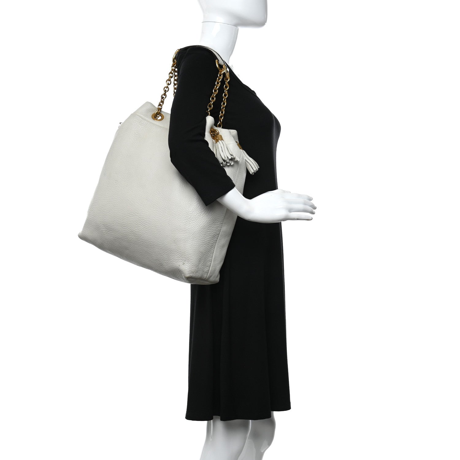 Dolce & Gabbana Calfskin Chain Tote Off White 2 of 14