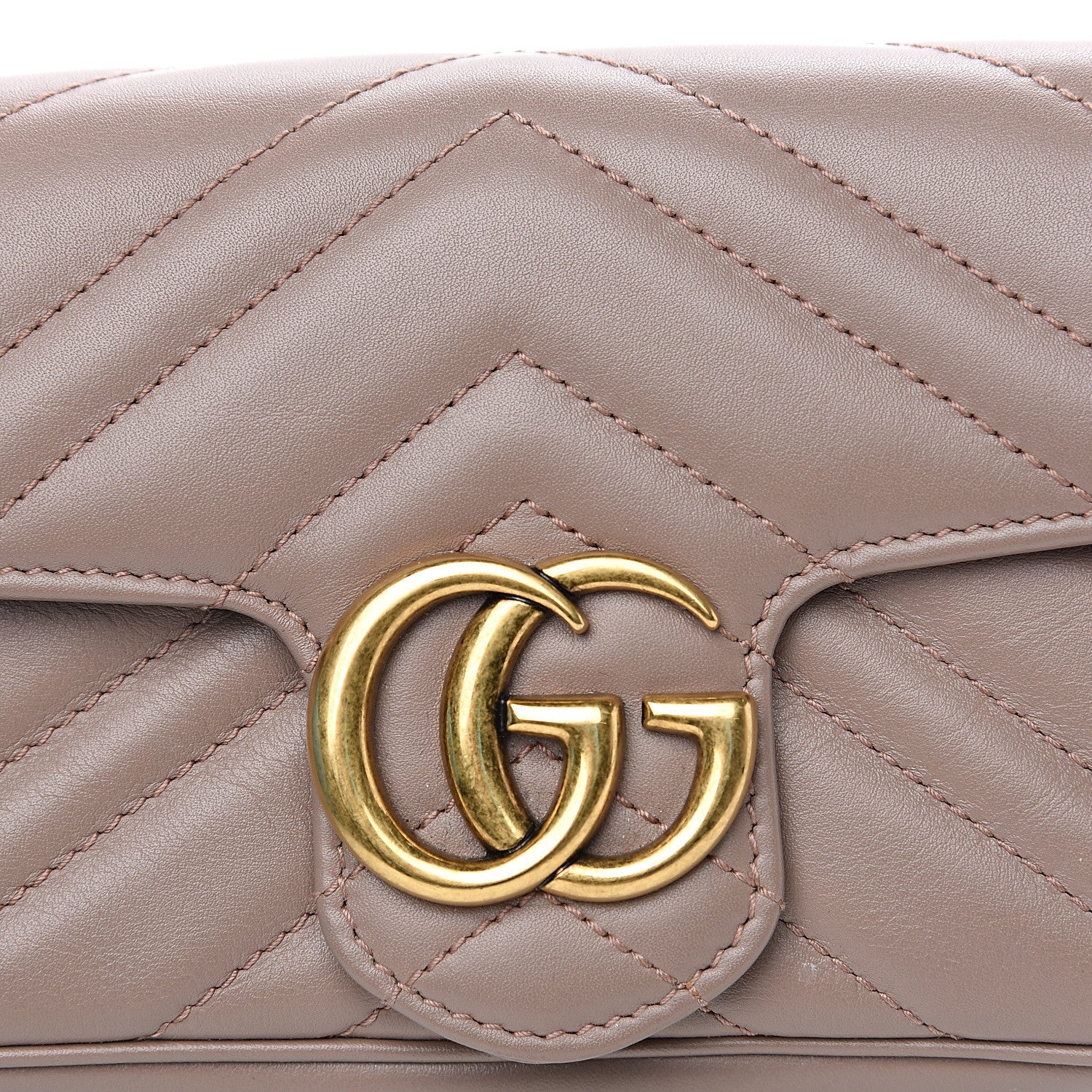 Gucci Calfskin Matelasse Super Mini GG Marmont Shoulder Bag Porcelain Rose 10 of 13