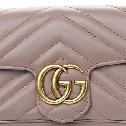 Gucci Calfskin Matelasse Super Mini GG Marmont Shoulder Bag Porcelain Rose 10 of 13