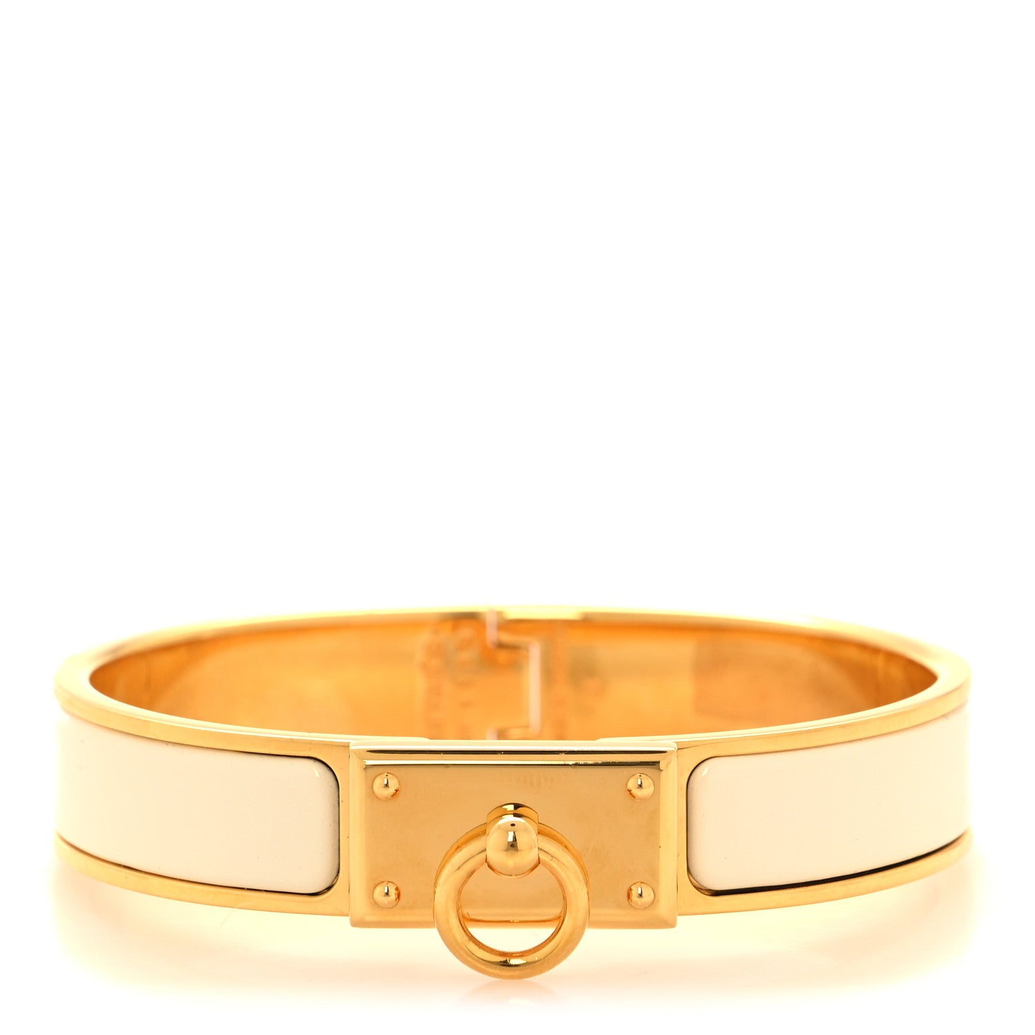 Hermes Enamel Clic Anneau Bracelet GM Craie 1 of 4