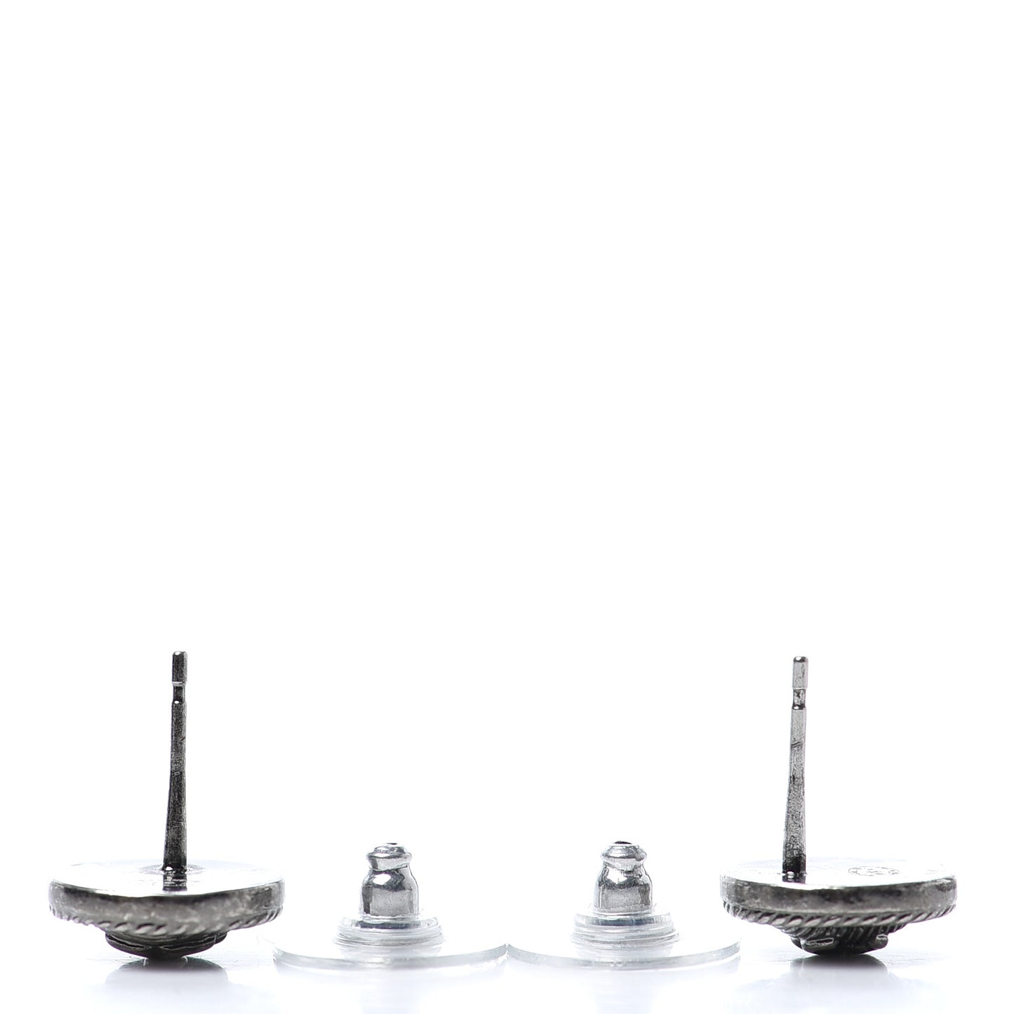 CC Round Earrings Ruthenium
