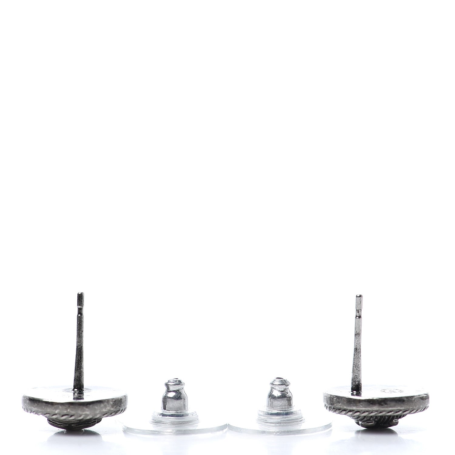 Chanel CC Round Earrings Ruthenium 3 of 4