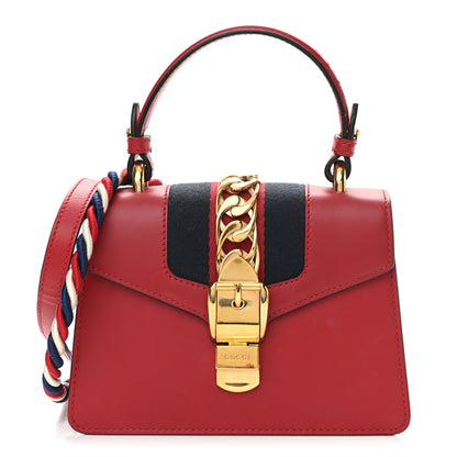 Gucci Calfskin Mini Sylvie Top Handle Bag Hibiscus Red 1 of 14