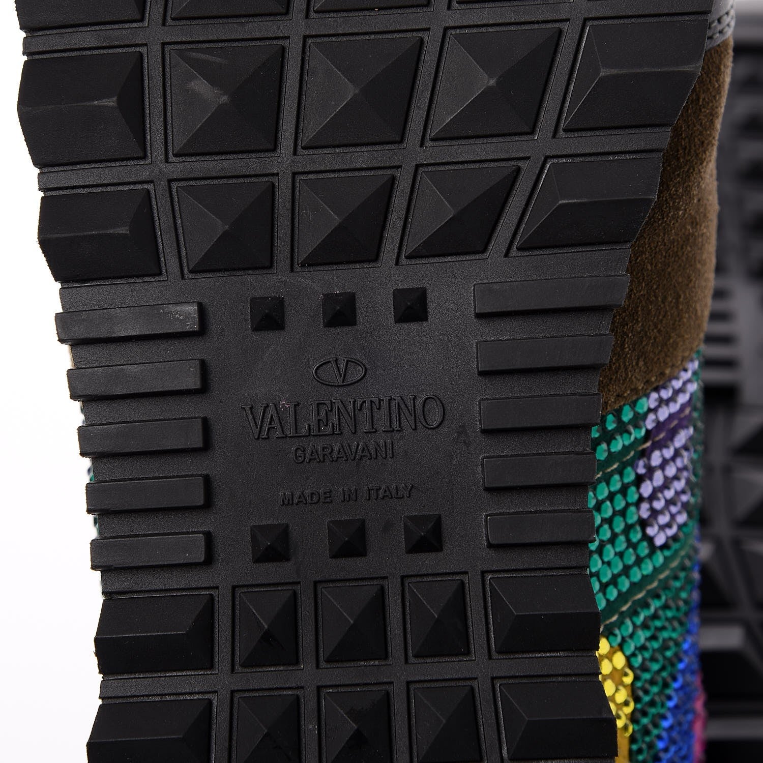 Valentino Garavani Suede Crystal Camouflage Womens Rockrunner Sneakers 38 Multicolor 6 of 10