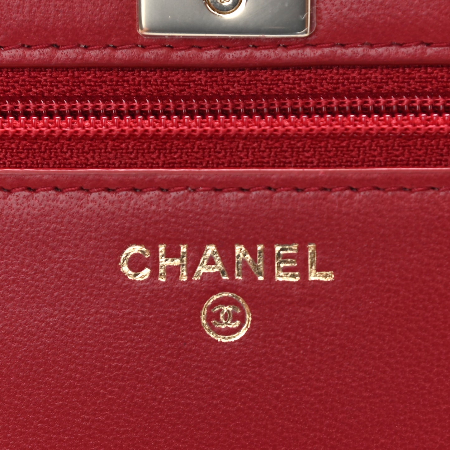 Lambskin Quilted Trendy CC Wallet On Chain WOC Red