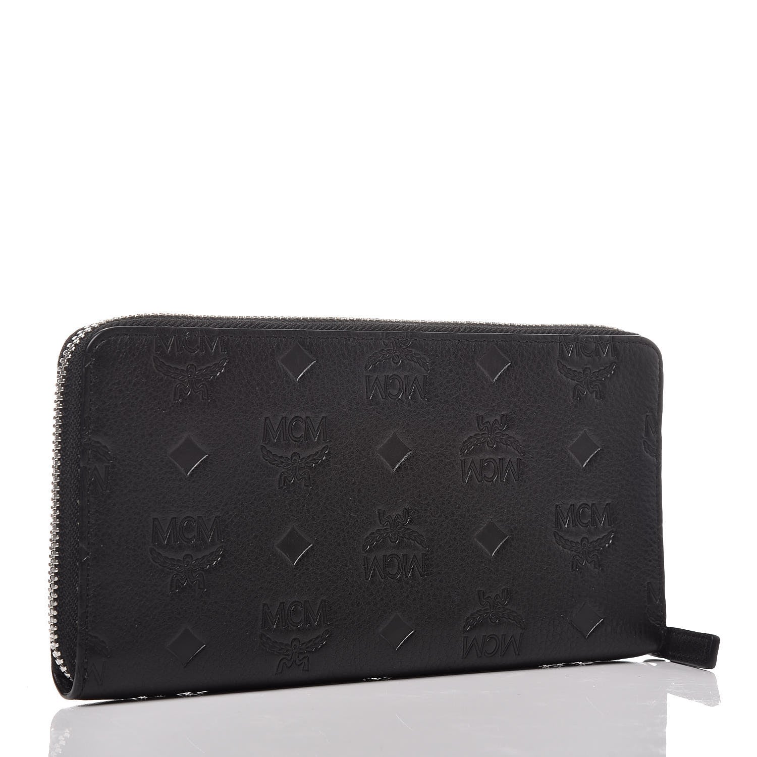 MCM Calfskin Ottomar Monogram Klara Zip Wallet Black 3 of 8