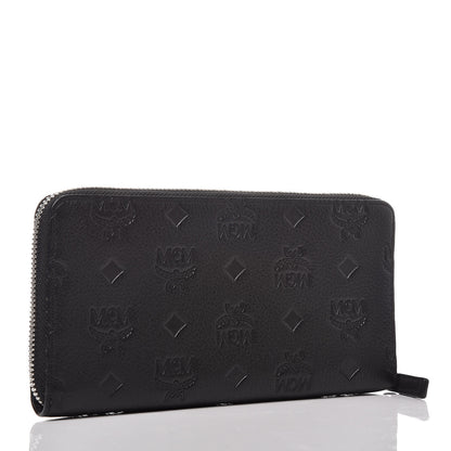 MCM Calfskin Ottomar Monogram Klara Zip Wallet Black 3 of 8