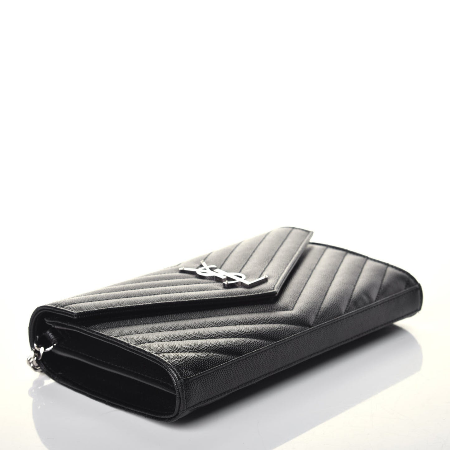 Grain De Poudre Matelasse Chevron Monogram Chain Wallet Black