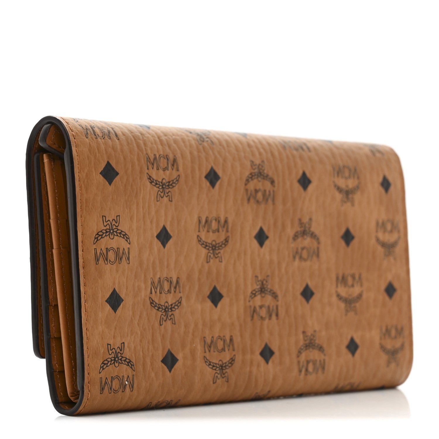 MCM Visetos Large Trifold Flap Wallet Cognac 3 of 8