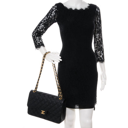 Chanel Caviar Quilted Jumbo Double Flap Black 2 of 9