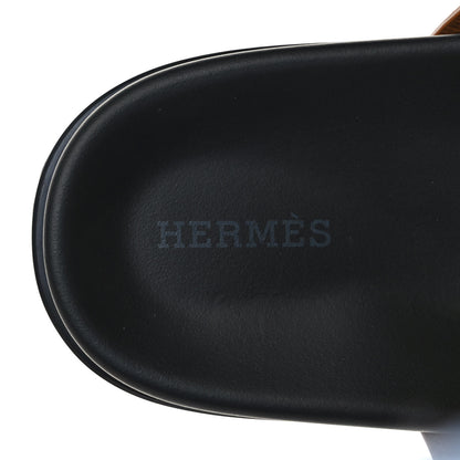 Hermes Suede Goatskin Womens Chypre Sandals 38.5 Naturel 7 of 9