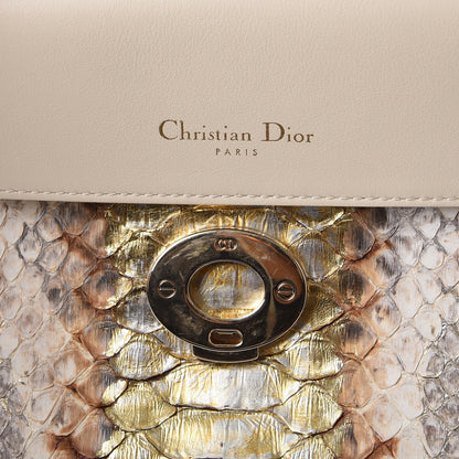 Christian Dior Metallic Python Small Be Dior Flap Beige Gold 6 of 7