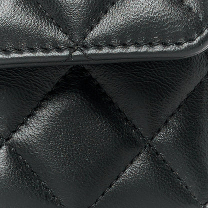 Chanel Lambskin Quilted Chain Top Handle Clutch With Chain Black 8 of 11
