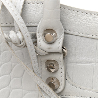 Balenciaga Matte Supple Lambskin Crocodile Embossed Classic Silver Hardware S City White 16 of 16