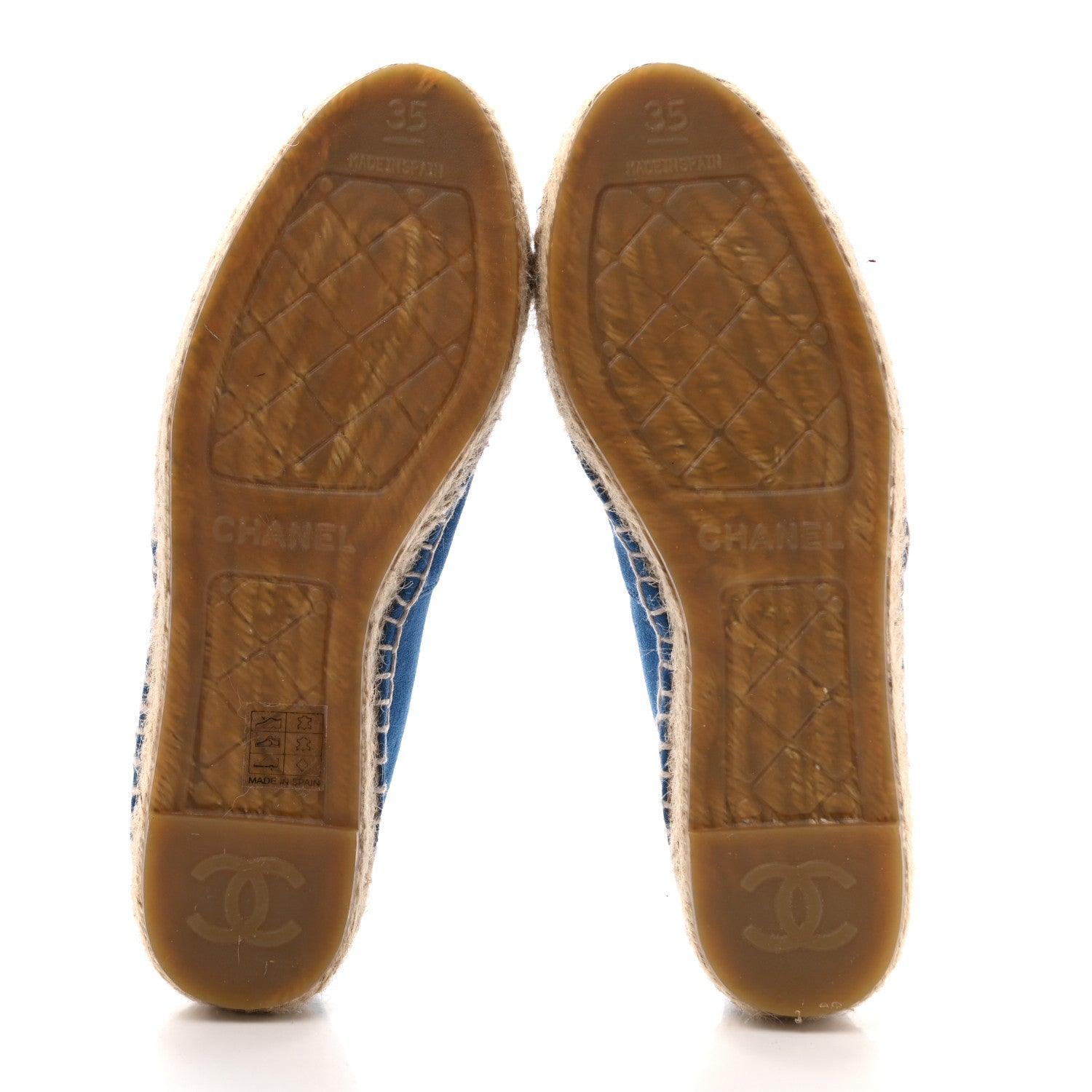 Chanel Kid Suede CC Espadrilles 35 Blue 10 of 16