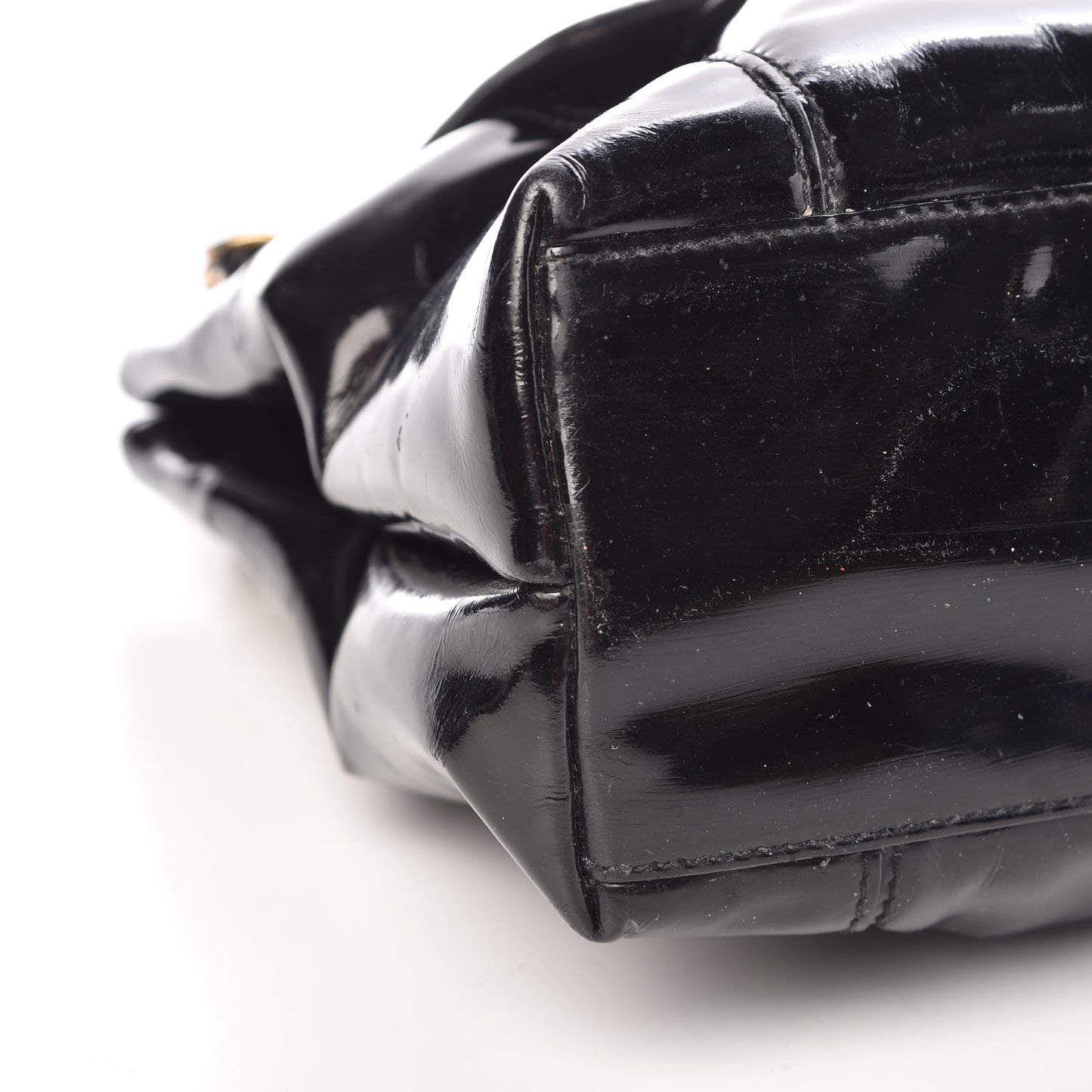 Patent Flap Shoulder Bag Black