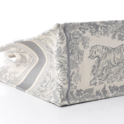 Christian Dior Canvas Embroidered Medium Dioriviera Toile De Jouy Book Tote Gray 5 of 8