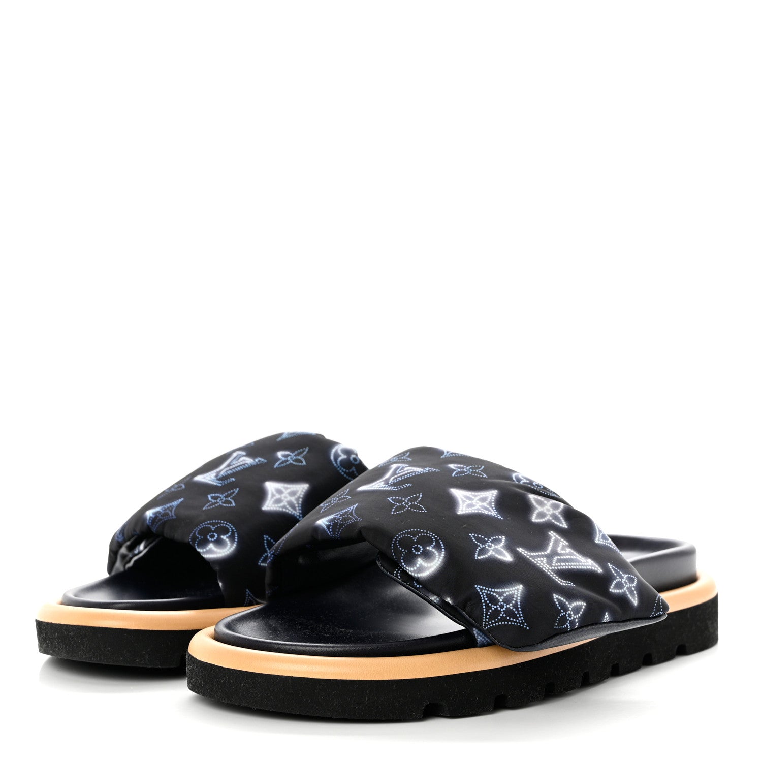Louis Vuitton Nylon Monogram Womens Pool Pillow Comfort Mules 38 Navy Blue 3 of 7