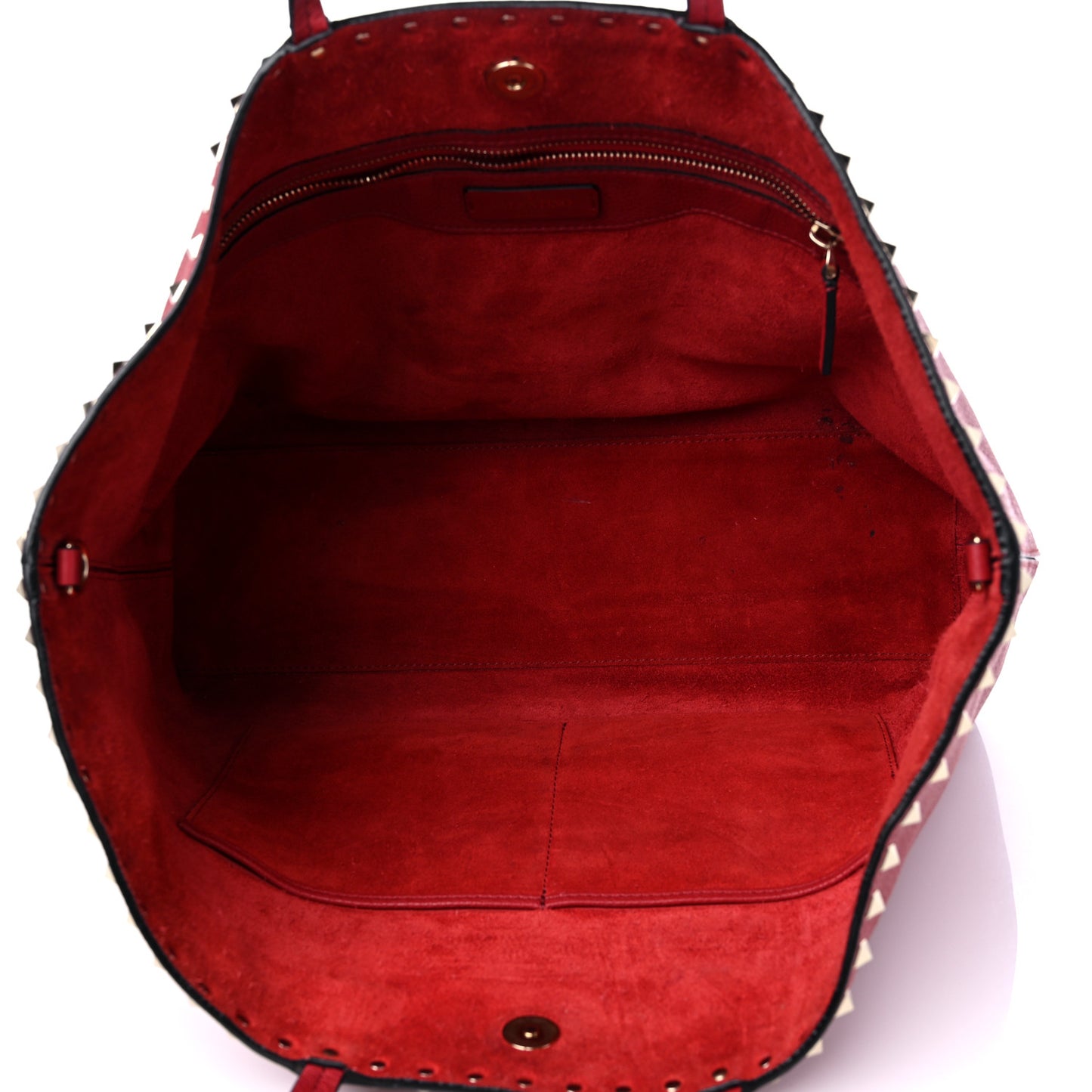 Grained Calfskin Rockstud Shoulder Tote Rosso Valentino