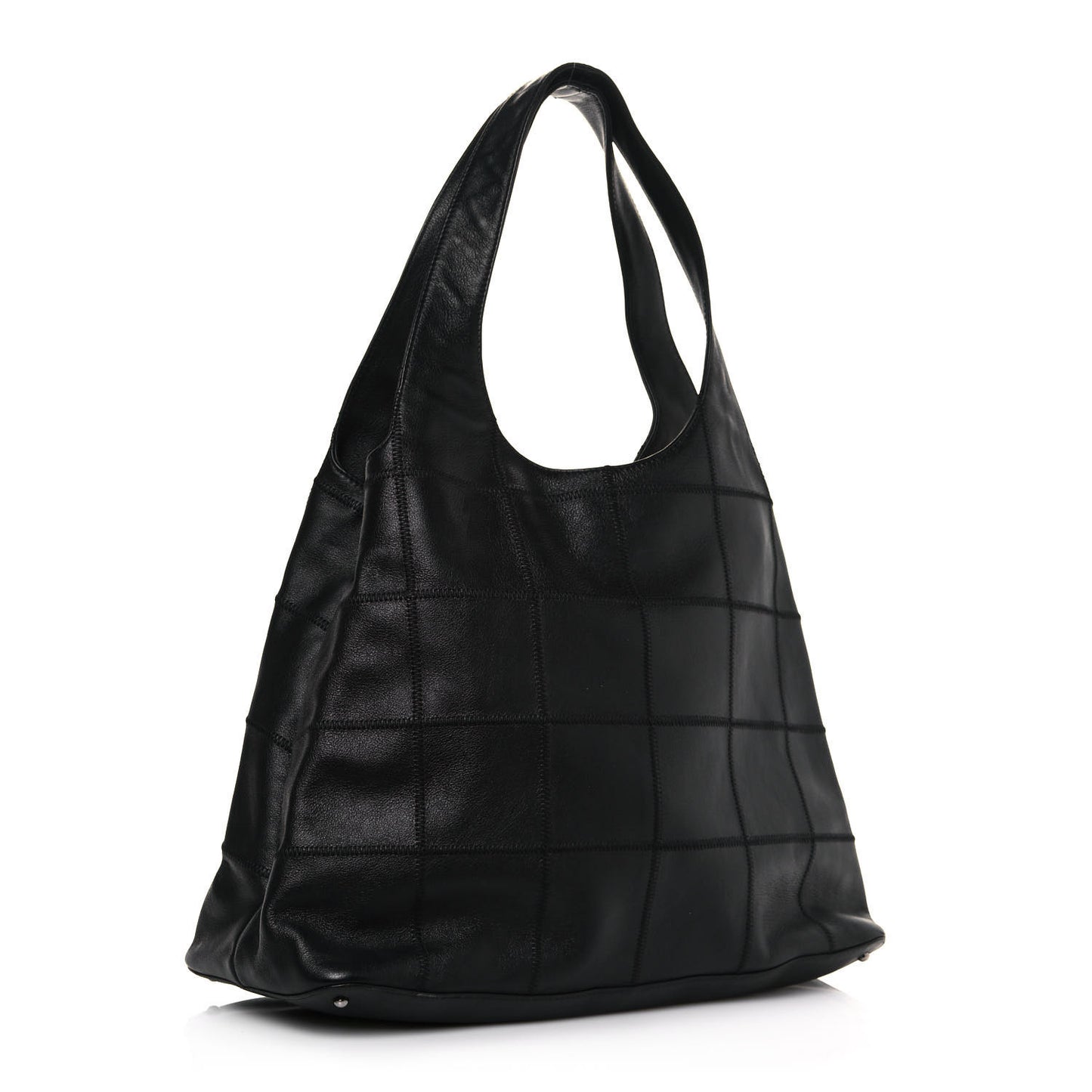 Calfskin Square Stitched Tassel Bag Black