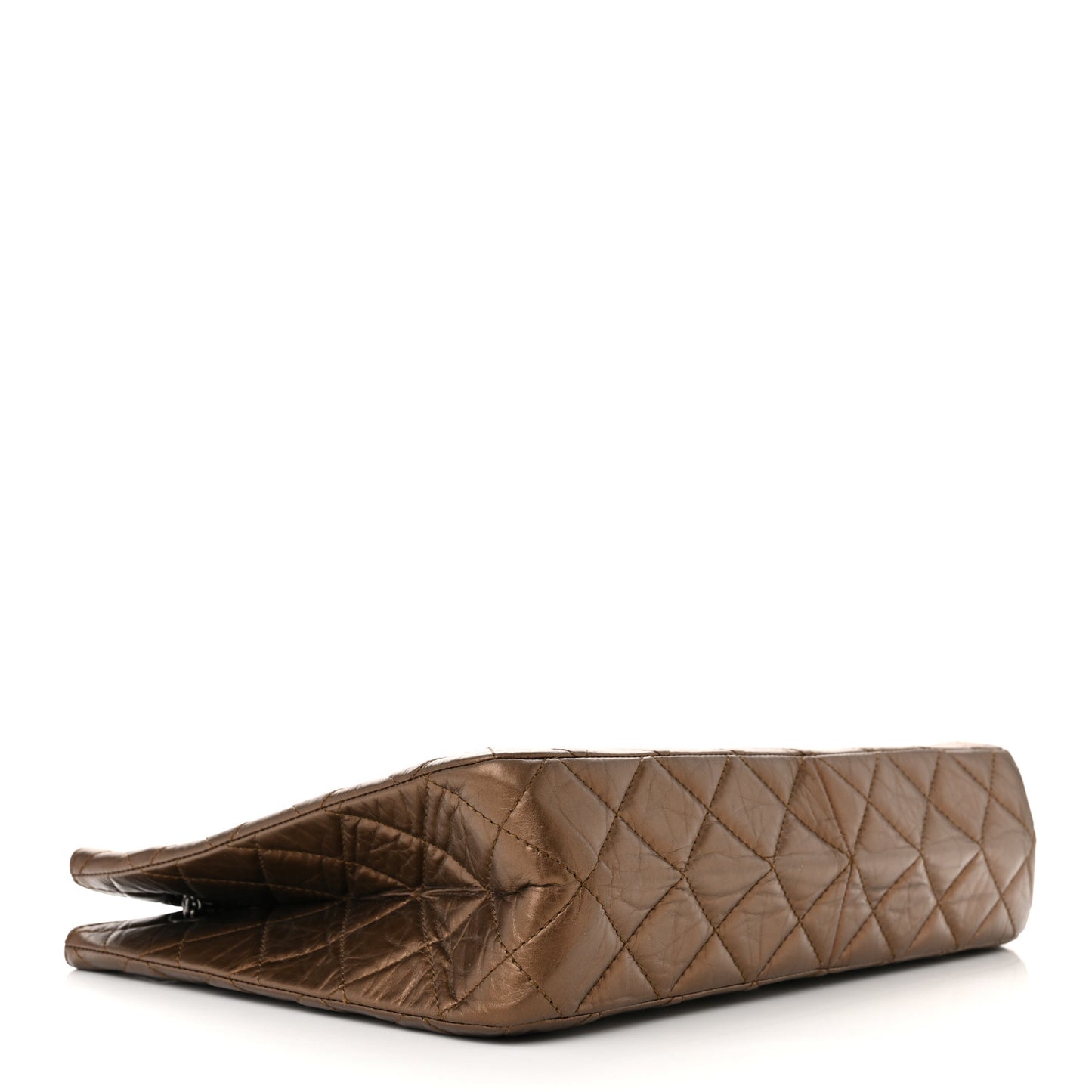 Metallic Aged Calfskin Quilted Reissue 2.55 Tote Bronze