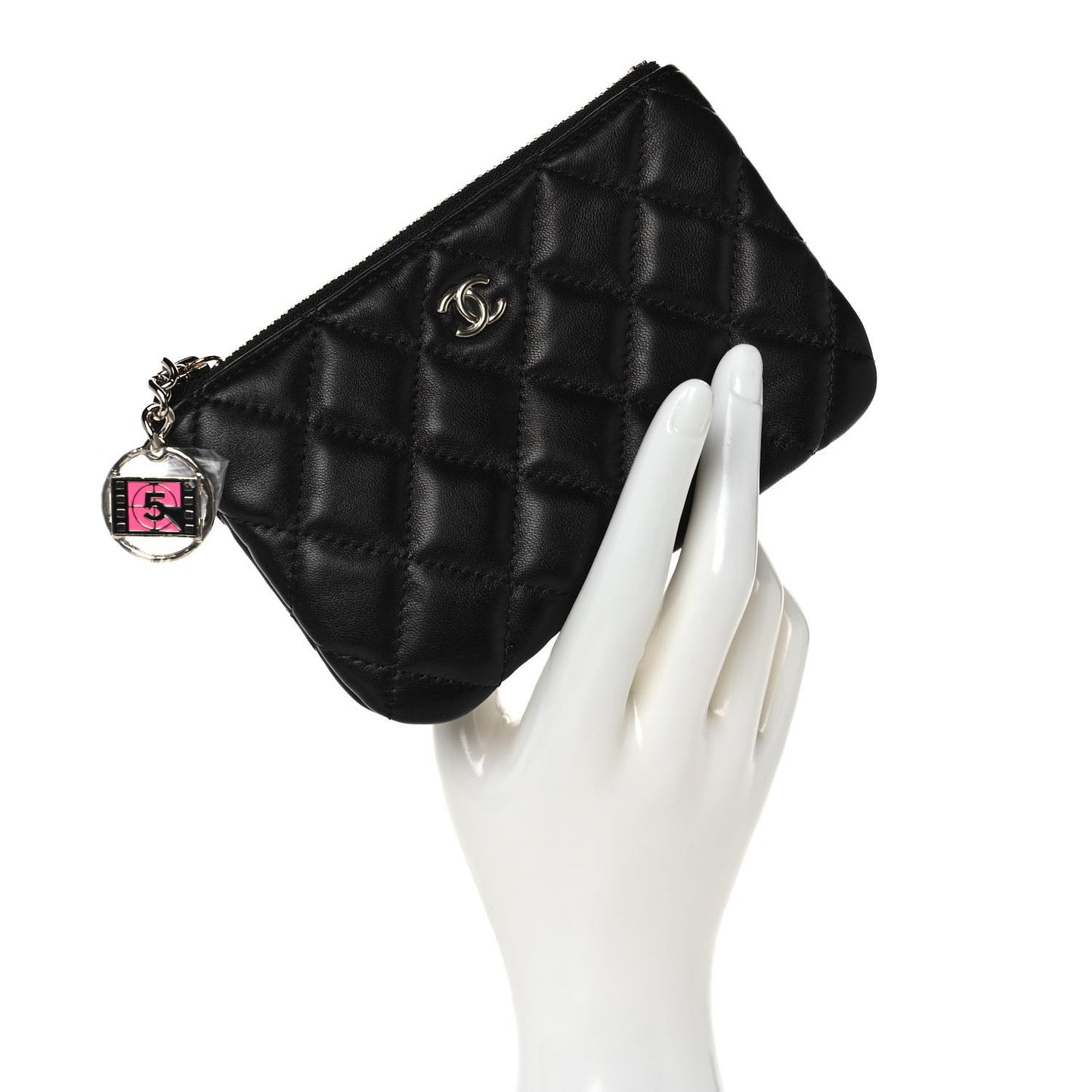 Lambskin Quilted Small No. 5 Cosmetic Case Black