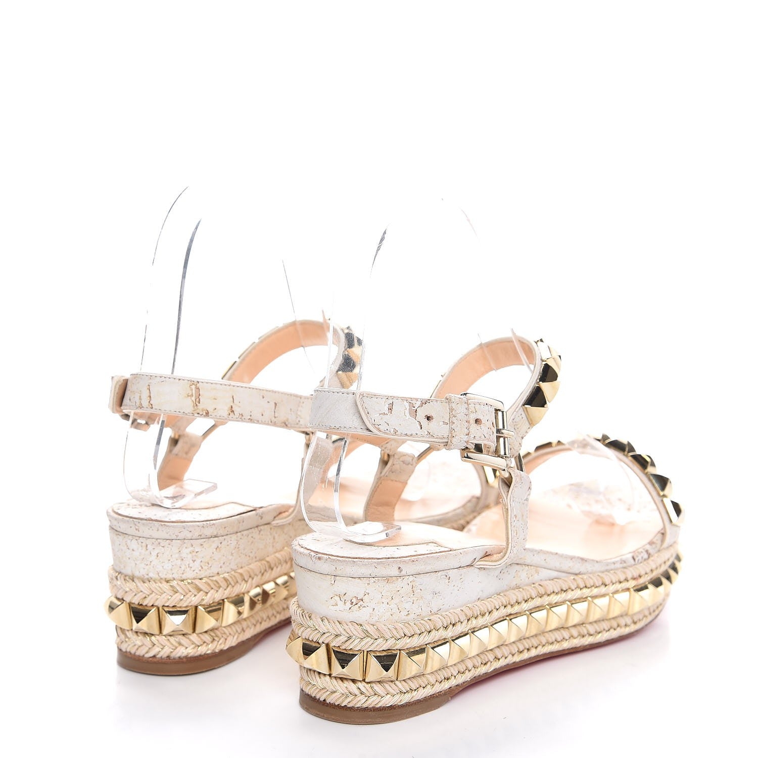 Christian Louboutin Cork Cataclou 60 Platform Sandals 36 Light Gold White 4 of 8