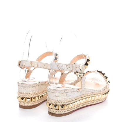 Christian Louboutin Cork Cataclou 60 Platform Sandals 36 Light Gold White 4 of 8