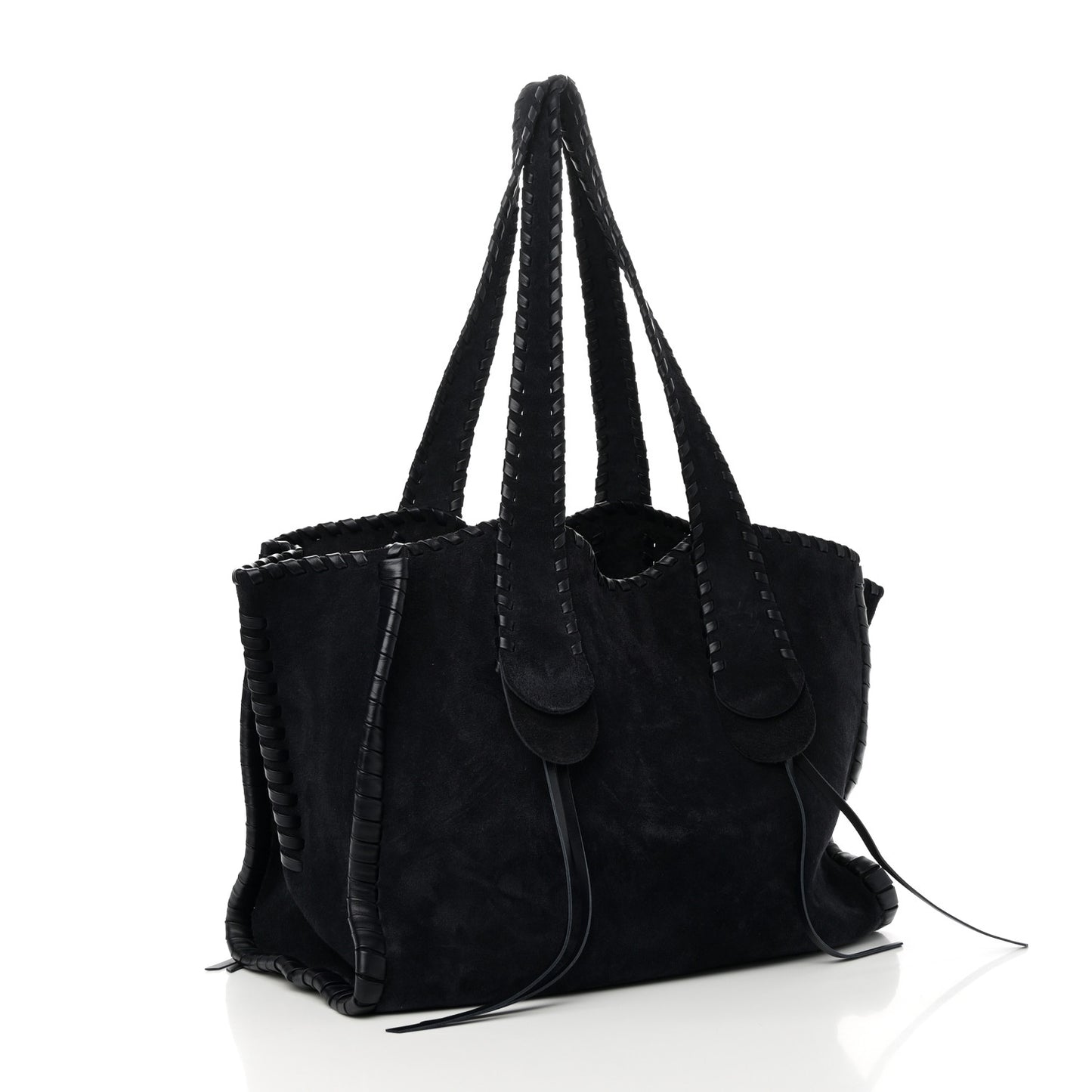 Suede Calfskin Large Mony Tote Midnight