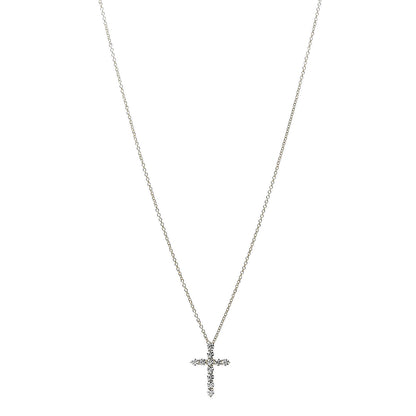 Tiffany 18K Yellow Gold Diamond Small Cross Pendant Necklace 1 of 9