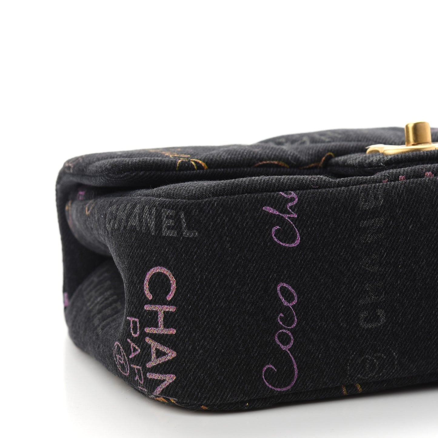 Denim Quilted Denim Mood Mini Rectangular Flap Black Multicolor