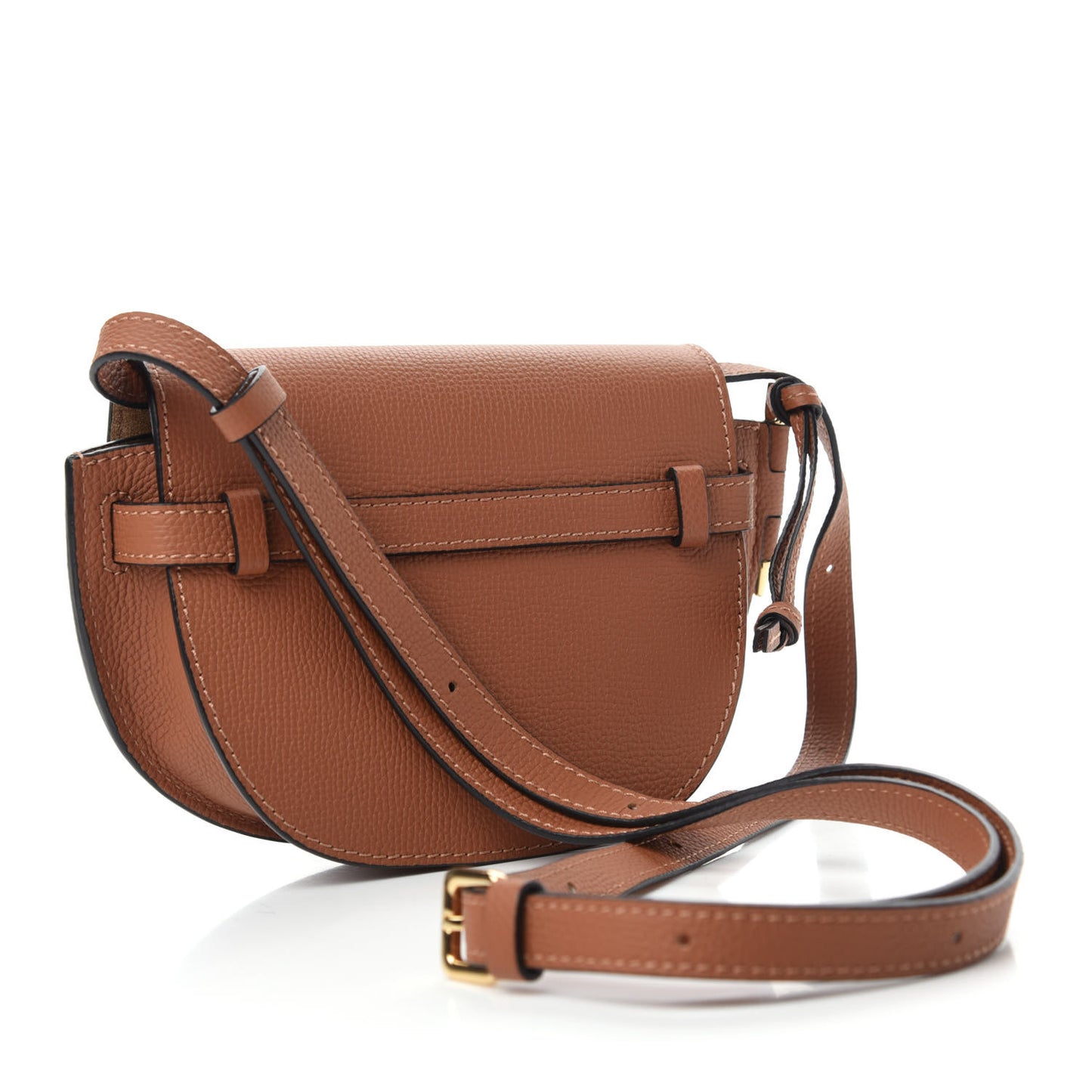 Pebble Grain Calfskin Mini Gate Dual Bag Tan