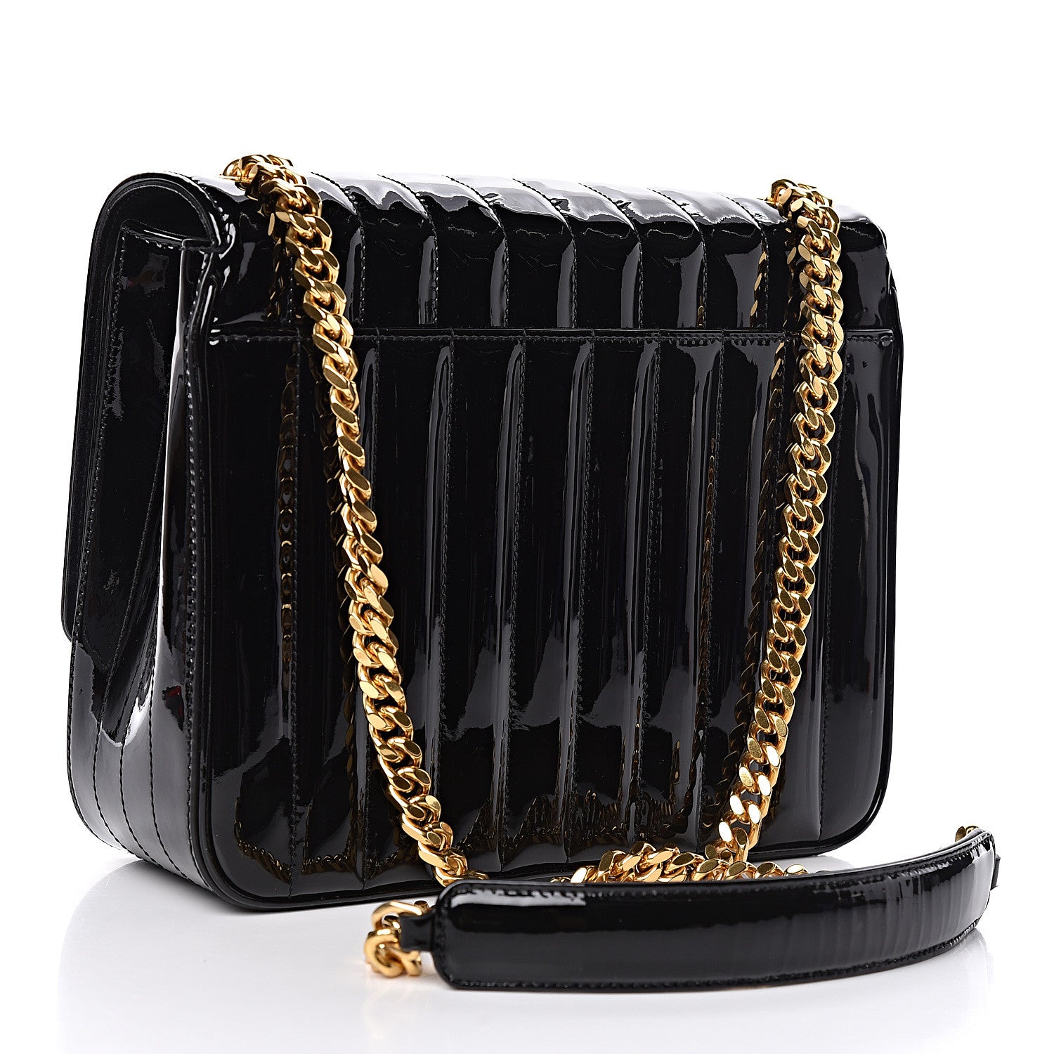 Saint Laurent Patent Matelasse Monogram Large Vicky Chain Bag Black 3 of 10
