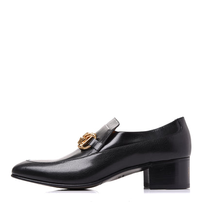 Gucci Goatskin Mens Chain Mid Heel Loafers 10 Black 1 of 9